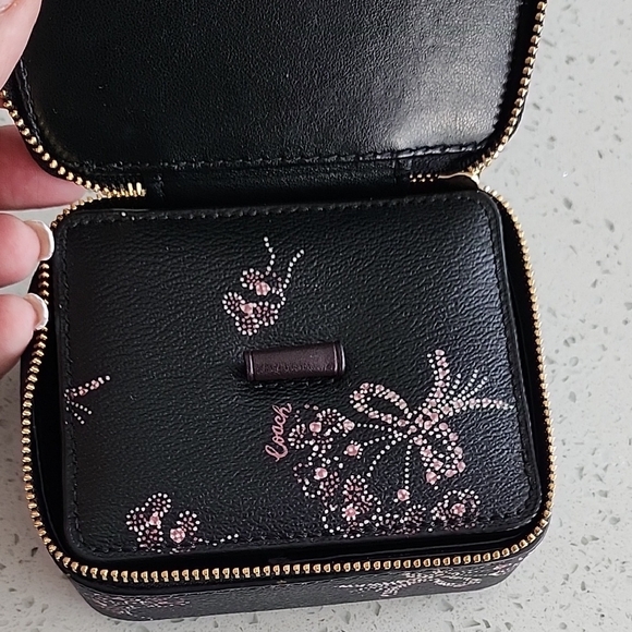 Coach Black and Pink Floral Cosmetic Bag - Picture 2 of 4